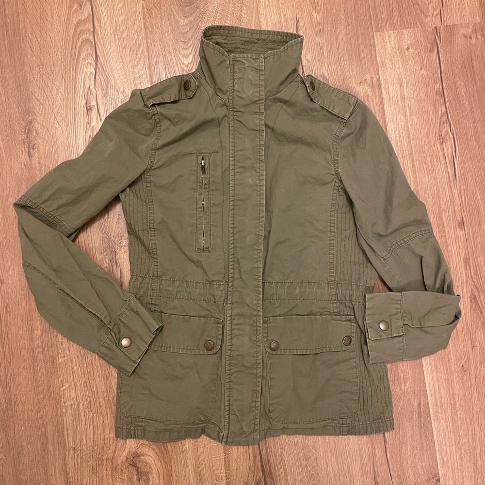 Love Tree Utility Jacket Women's Fitted Army Green Cargo Pockets Size Small